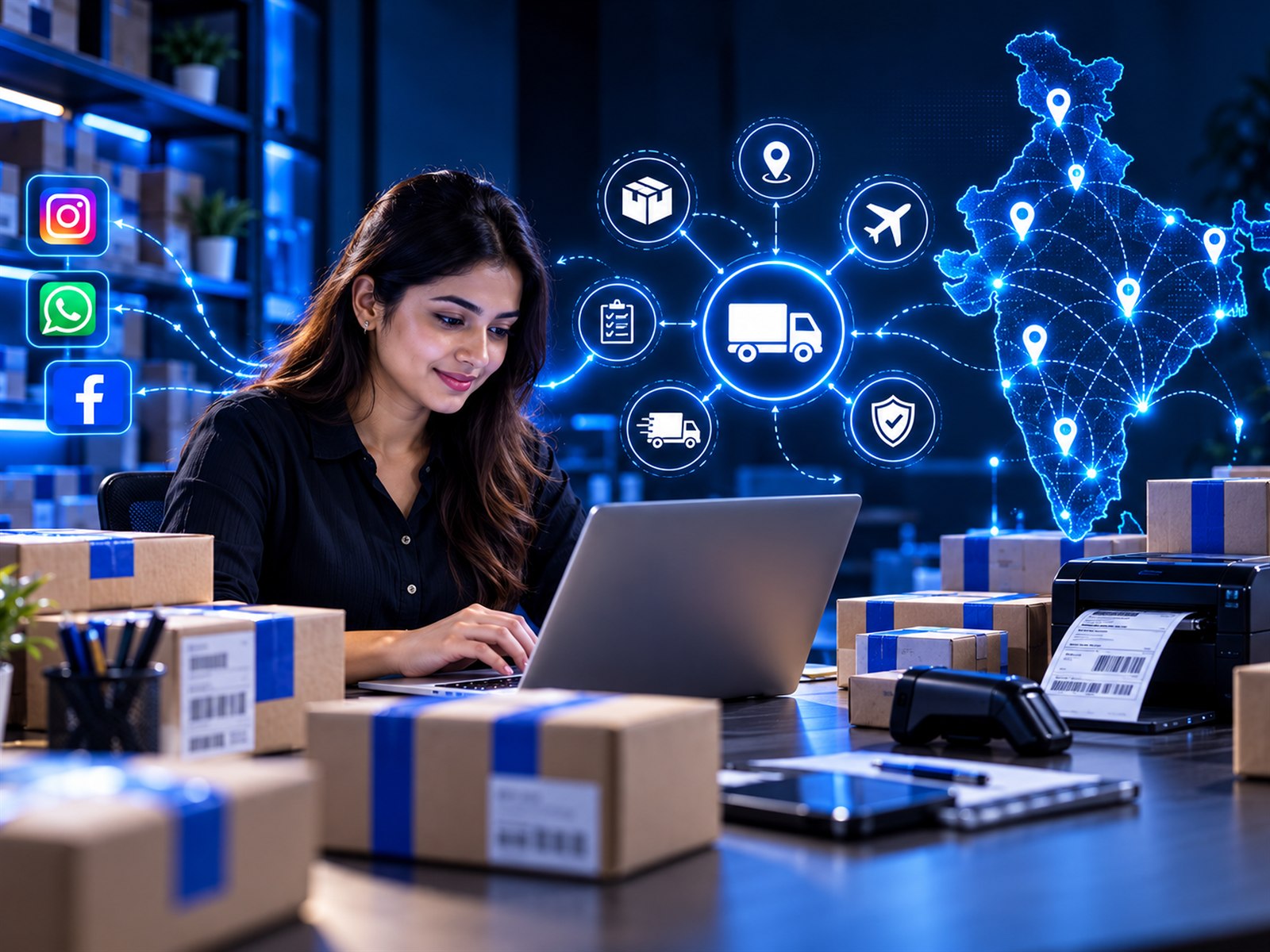 Seller packing orders from Instagram, WhatsApp and Facebook for delivery across India with ShipMyOrder